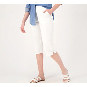 DENIM & CO EasyWear Twill Relaxed Pull-On Skimmer White XS